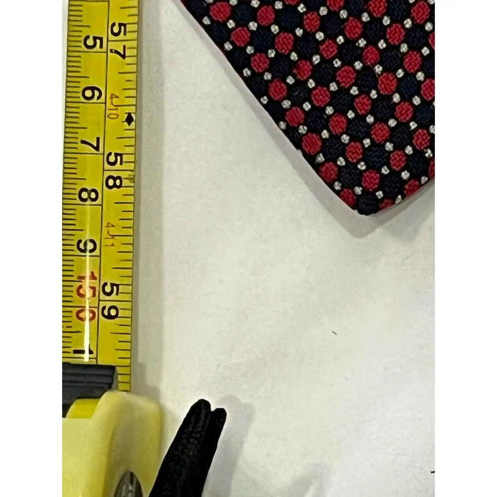 Brooks Brothers Makers Silk Tie Navy Red White Geometric Pattern USA Made